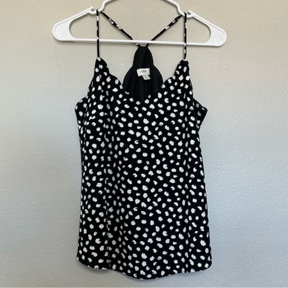 J.‎ Crew Womens Scalloped Edge Cami Tank Top Sleeveless Adjustable Black Size 2